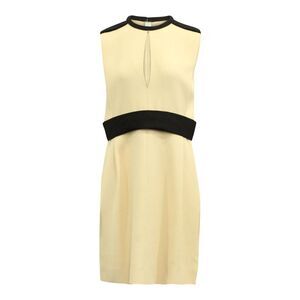 Chloe Two-Tone Sleeveless Keyhole Dress in Beige Viscose